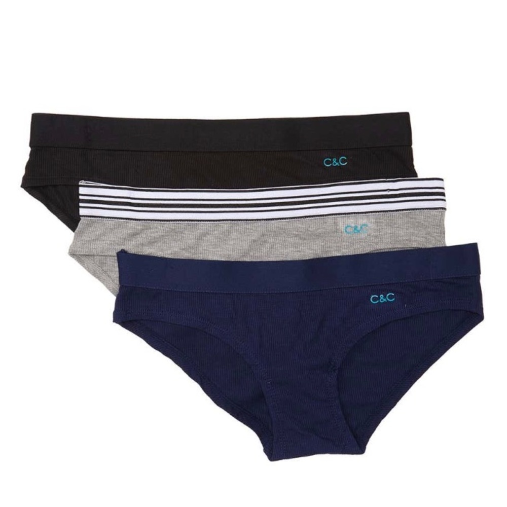 Alex Ribbed Elastic Bikini Panties- Pack of 3